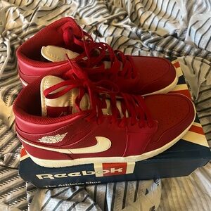 Red and White High-Top Sneakers